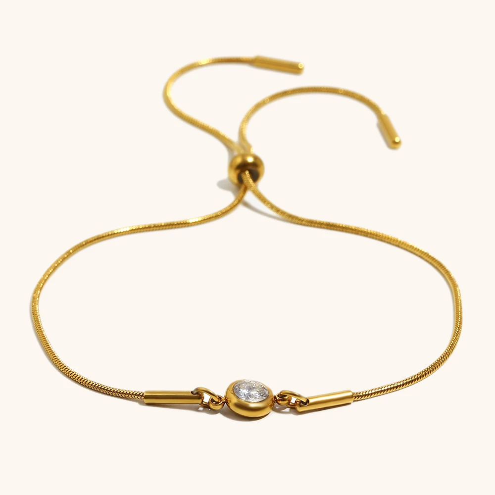 Pull-out Snake Chain Colored Zircon Bracelet, Fashionable Gift