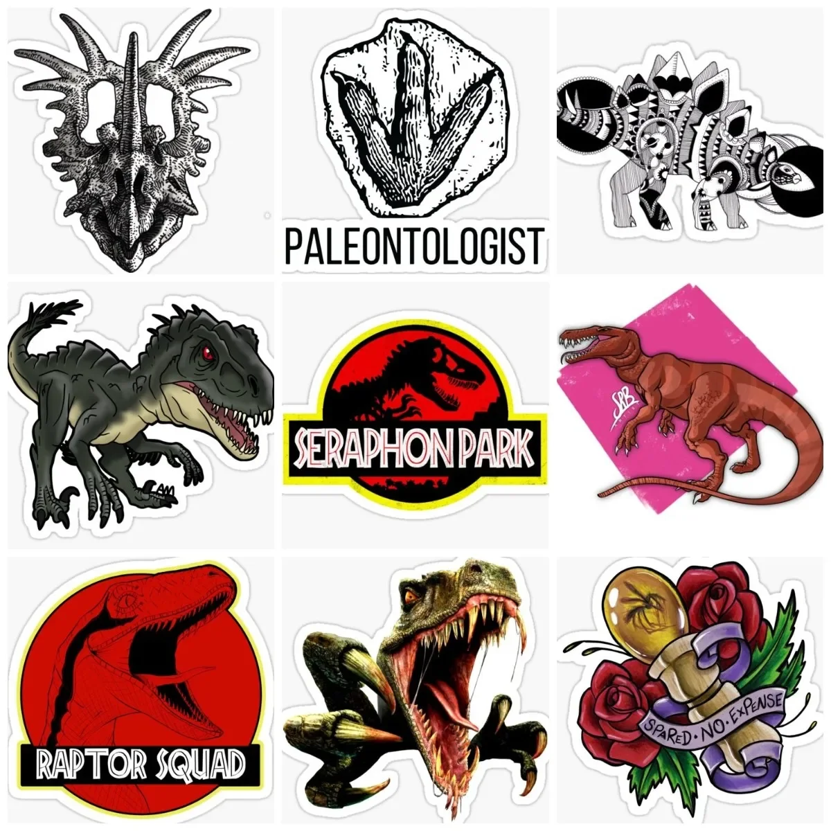 

Jurassic Park T REX Dinosaur Fossil Skull Sticker Vinyl Laptop Car Window Bumper Wall Truck Bicycle Glass Door Van Helmet Decal