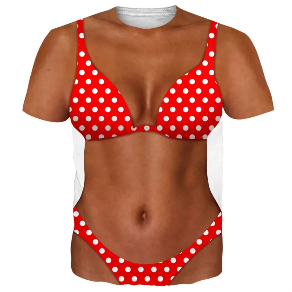 Lustige Bikini-Grafik-T-Shirts für Herren, 3D-Druck, Fake-Abdominalmuskeln, Kurzarm-T-Shirt, Damen-Cosplay-Kostüm, Neuartige T-Shirts – Detail 9