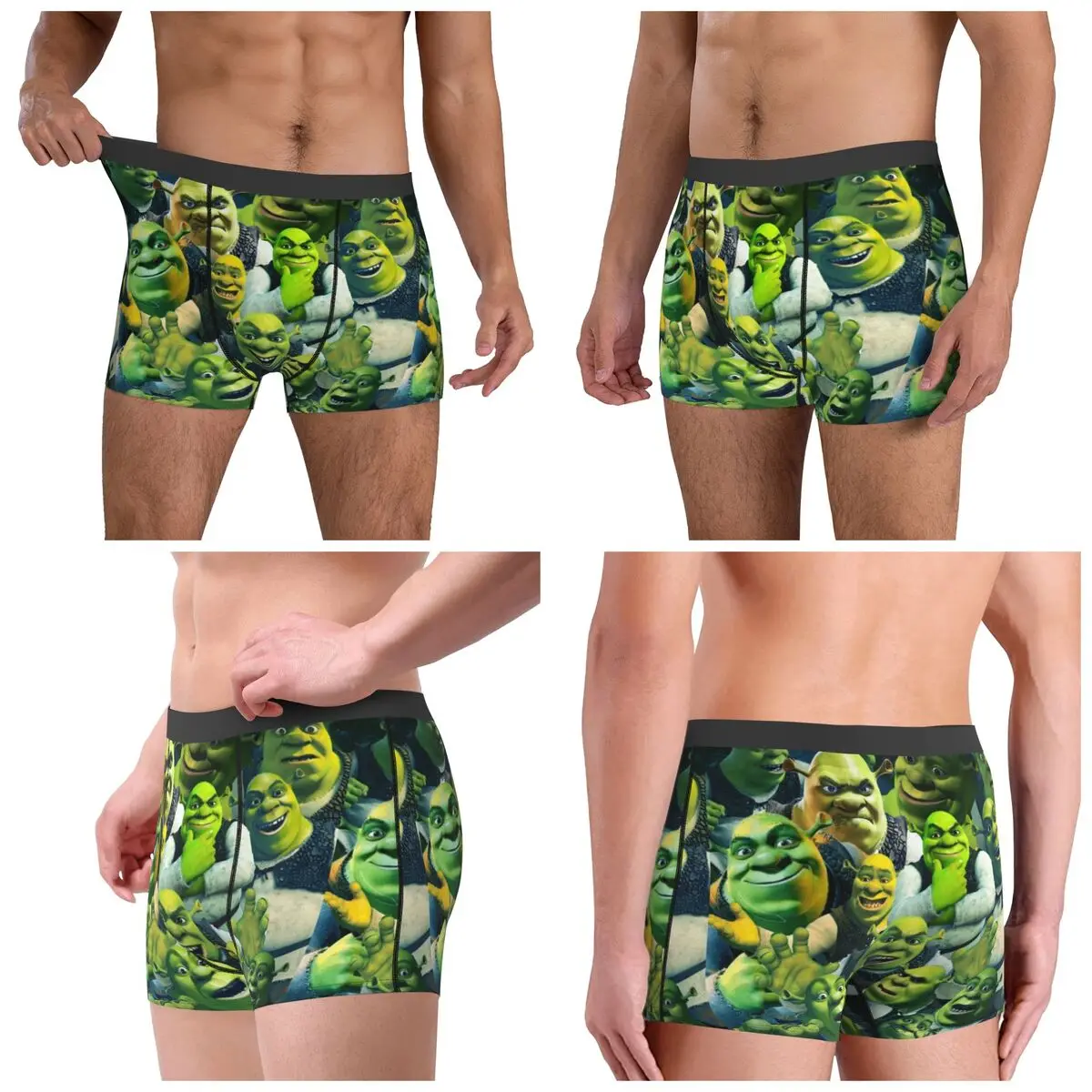 Boxer Underpants Shorts Shrek Collage Poster Design 2021 Panties Men's Breathable Underwear for Homme Man Boyfriend Gifts