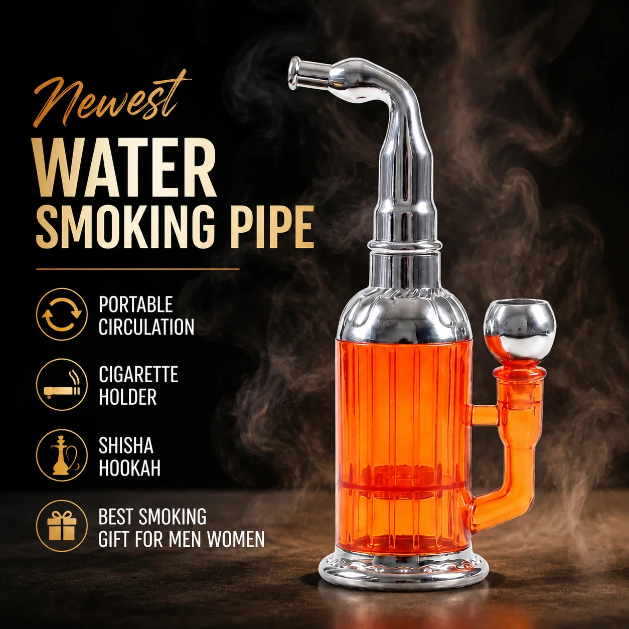 Bottle Water Pipe Newest Water Smoking Pipe Portable Circulation Cigarette Holder Shisha Hookah Cigarette Bottle Best Smoking