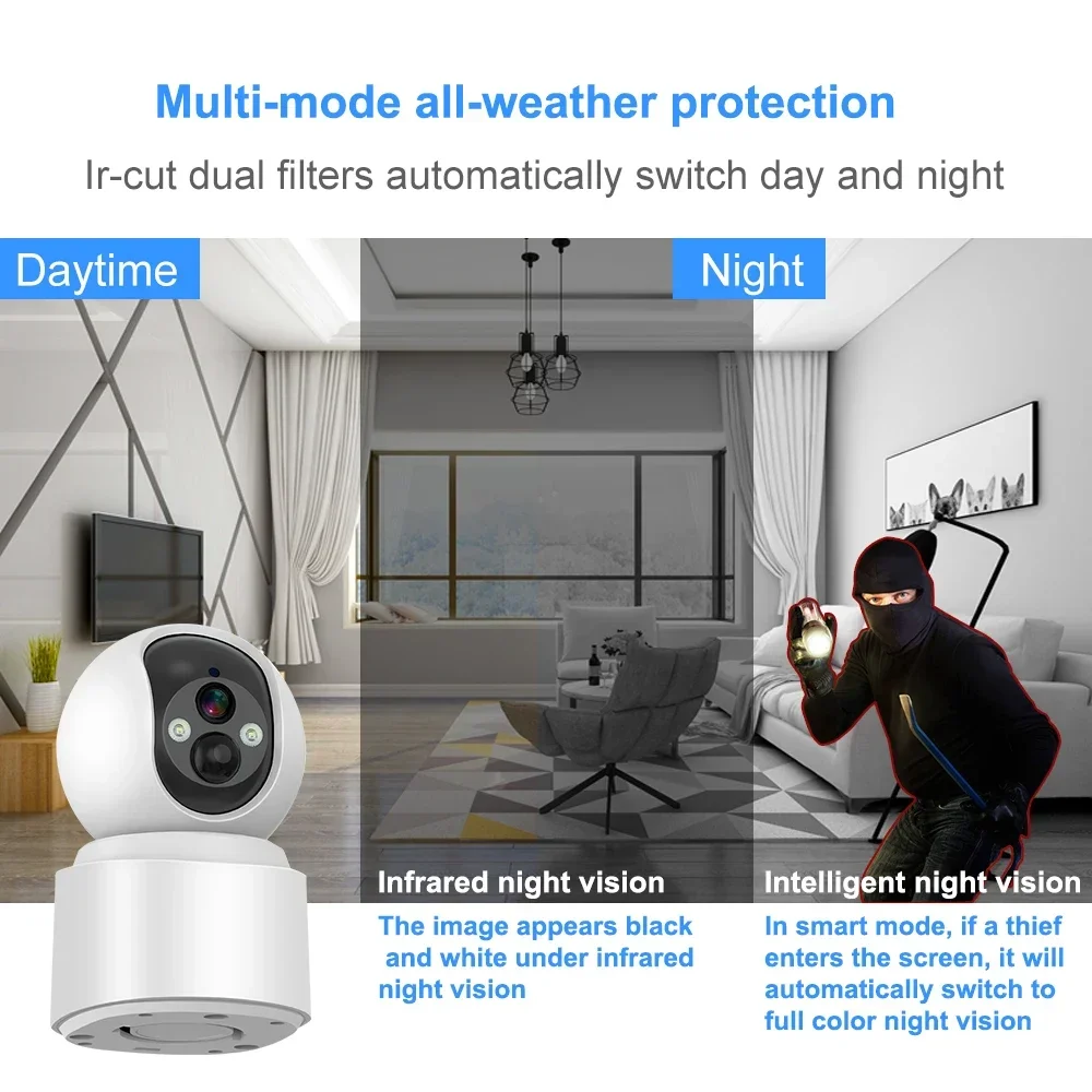 5MP WiFi Camera Baby Monitoring Built-in Battery PTZ 360° 10X Optical CCTV Auto Tracking Surveillance Night Vision IP Camera