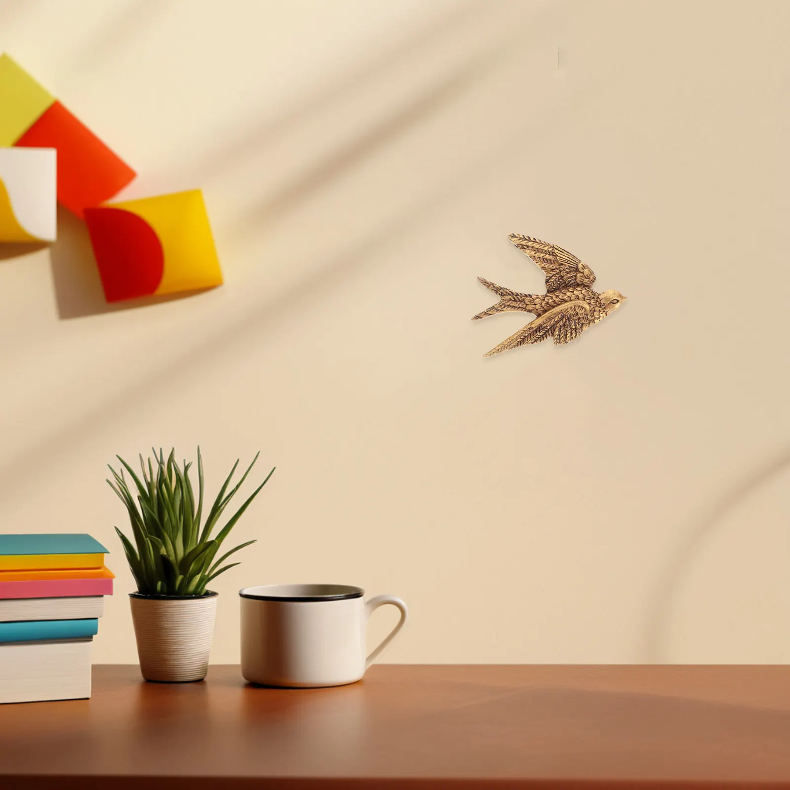 Resin Swallow Wall Pendant Decor Retro Inspired Craftsmanship Fade Resistant Lightweight Swallow Shaped Hanging Art for Home