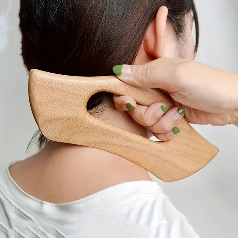 나무 Gua Sha 마사지 도구 그립 긁는 보드 전신 이완을위한 나무 긁는 도구 근육 목 뒤로 스크레이퍼 바디 케어