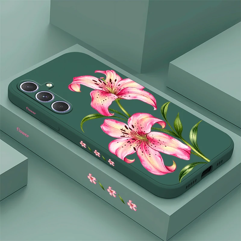 Flowers Pattern Phone Case For Samsung Galaxy A27 A26 A37 A56 A57 A55 A54 A24 A34 A14 A17 Silicon Soft Drop Resistant Cover Capa
