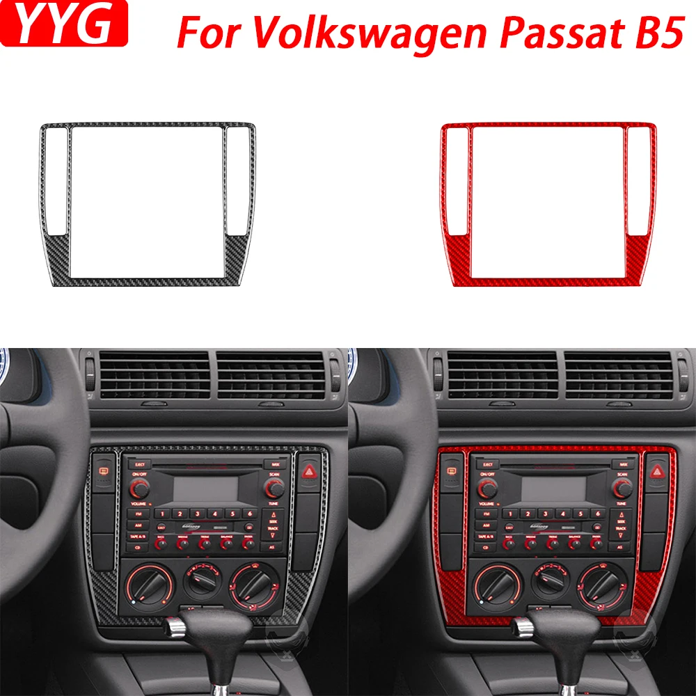 

For Volkswagen VW Passat B5 2001-2005 Carbon Fiber Central Control Radio CD AC Panel Trim Cover Car Interior Accessories Sticker