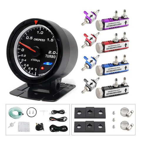 CNSPEED 자동차 터보 부스트 게이지 및 조절식 터보 부스트 컨트롤러 키트, 1-30 PSI 인 캐빈 자동차 게이지, 자동차 계량기, 60mm