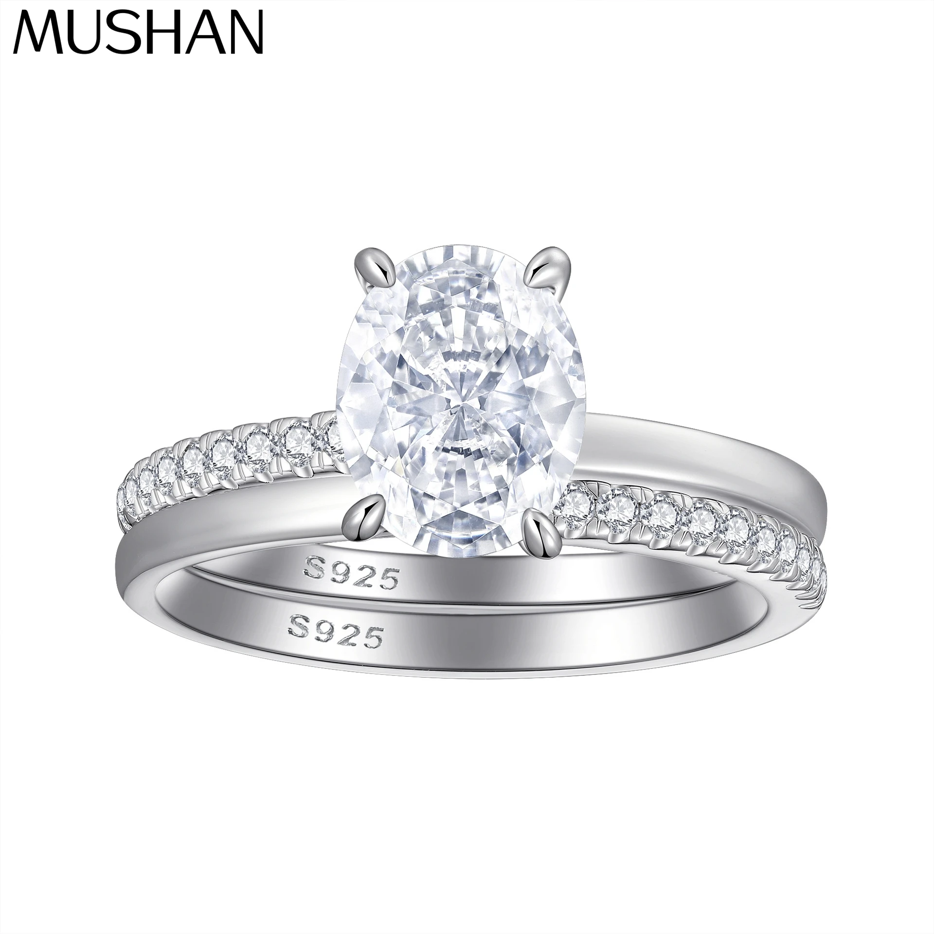 

MuShan Brand Jewelry 925 Sterling Silver Ring Zircon 5A Grade Round Daily Wear for Her Real Gold Plated Fine Jewelry Rings