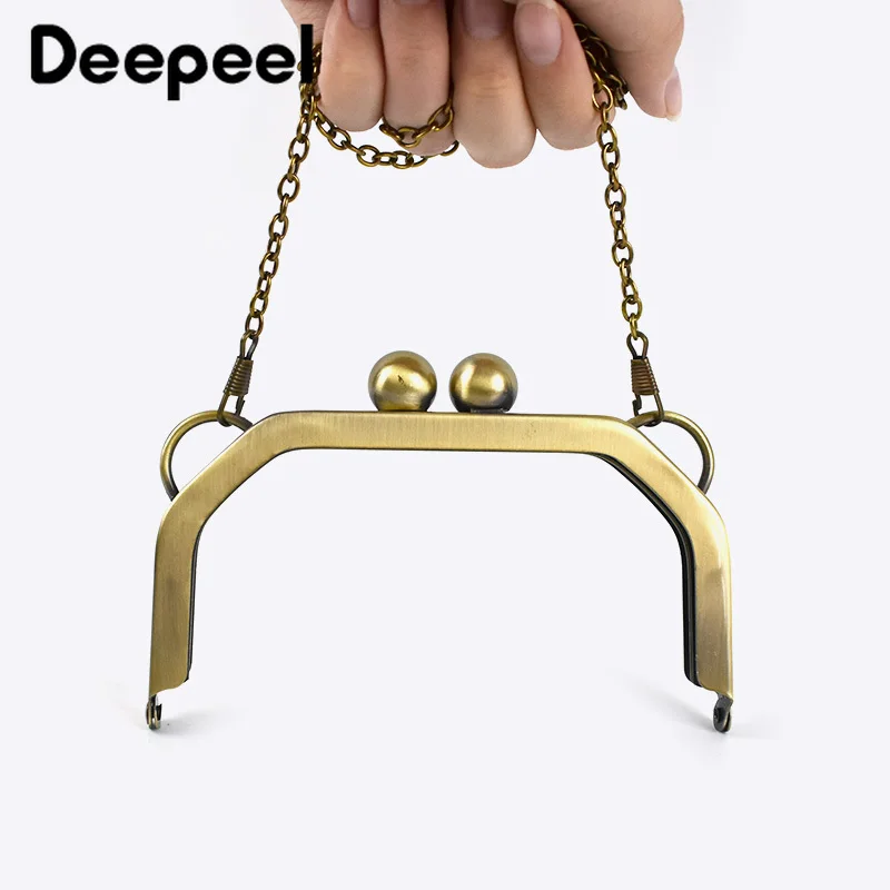 1/2Pcs Deepeel 14CM Smooth Framework Metal Purse Frame Bag Handle Sewing Brackets Wallet Kiss Clasp Handles Hardware Accessories