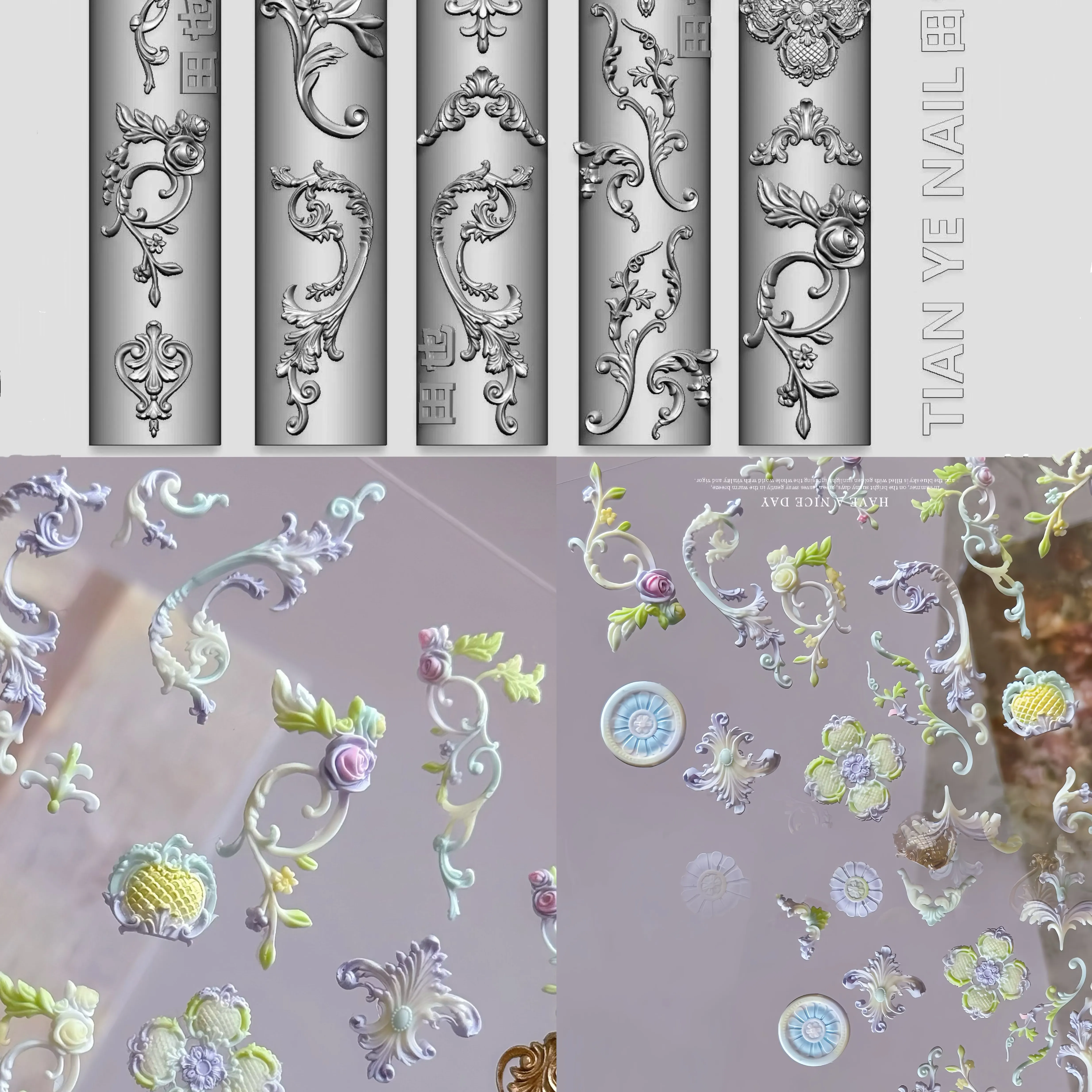 

Flower Vine Molds Nail Art Stamping Carved Silicone Mold DIY Template Stencils Reusable Tools 2026 New Nail Spring collection
