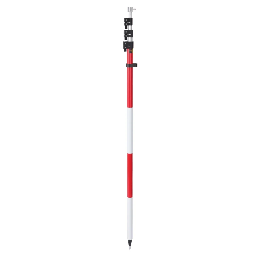 New Hot Sale Aluminum Telescopic Surveying Prism Pole Rod 2.6m 3.6m 4.6m 5.1m 2 3 Section with Twist Lock Quick Lock