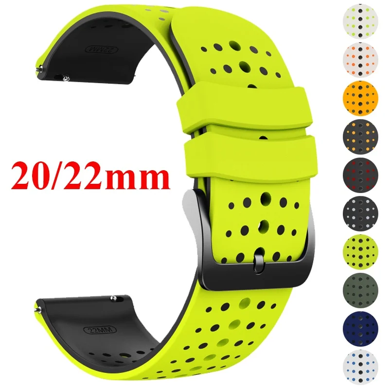 Силиконовый ремешок 20 мм 22 мм для Amazfit GTS 4/3/2/2e/GTS2 Mini/GTR 42 мм/47 мм/GTR 4/3 Pro/2, браслет для Samsung Galaxy Watch 7 6 5 4