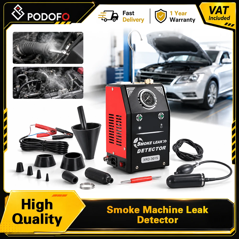 Detector de fugas de humo para automóviles Podofo, máquina de prueba de fugas de vacío EVAP con bomba de aire integrada, herramienta de diagnóstico portátil para detectar fugas en las tuberías de