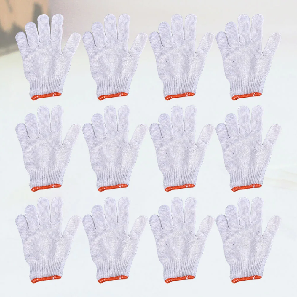 12 Uds. Guantes de protección laboral, guantes protectores para mecánicos de sitio de construcción de hilo de algodón resistentes al desgaste para hombre y mujer (600 gramos de