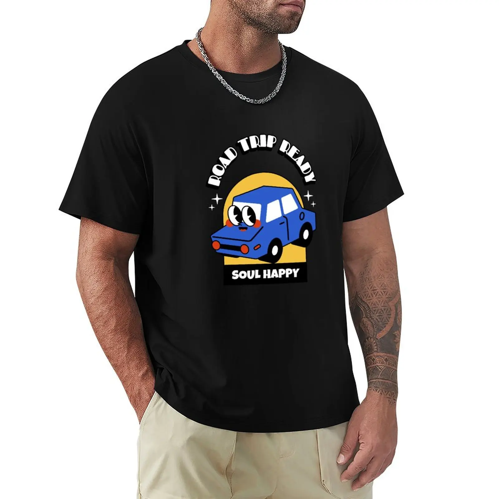 

Road Trip Ready, Soul Happy T-Shirt Soft Casual Short Sleeve Cotton Tee