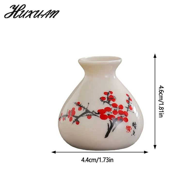 Retro White Chinese Style Mini Ceramic Vase Niche Home Dry Ice Kettle Ornament DIY Decoration Miniatures Flower Vase Crafts Gift