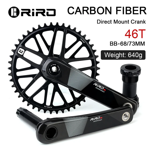 RIRO カーボンクランク 165mm 40tナローワイドチェーンリング付き Riro-カーボンファイバーロードバイククランク,ボトムブラケット