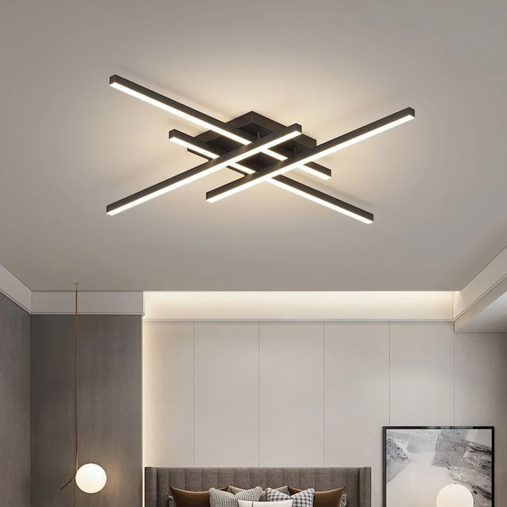 New LED ceiling light simple black and white Scandinavian lines flat bedroom lights living room lights modern dining room lights