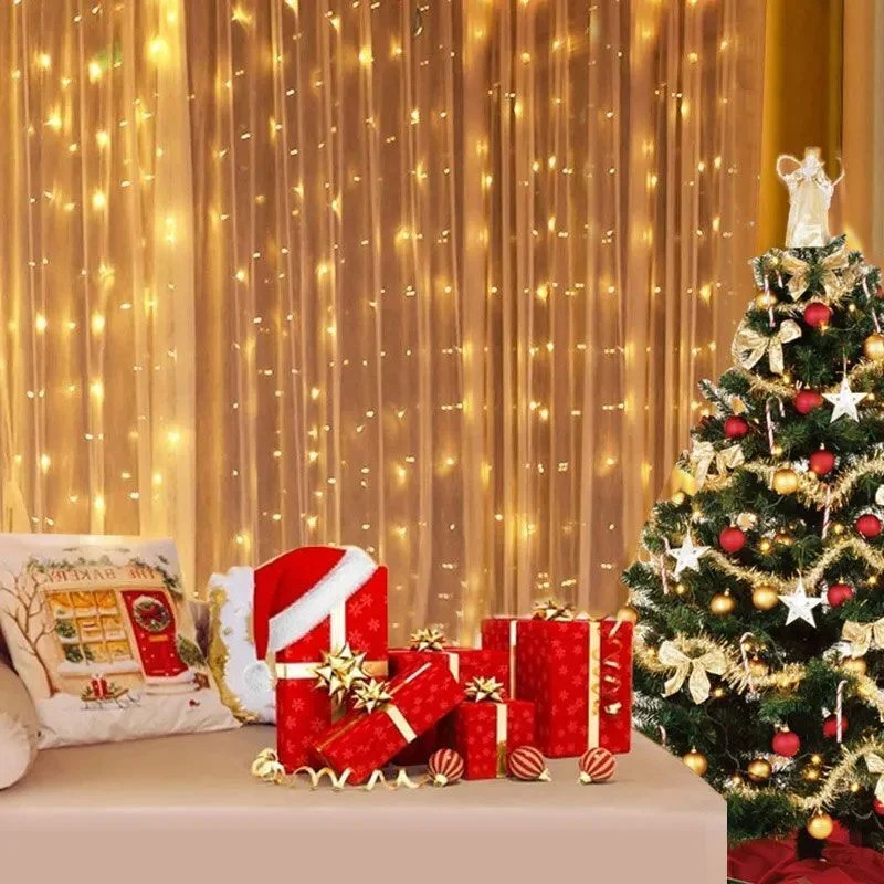سلسلة أضواء ستارة طاقة USB مع جهاز تحكم عن بعد ، أضواء LED خرافية ، قلادة شجرة عيد الميلاد ، ديكورات غرفة نوم المنزل ، 3 م × 6 م ، 3 م ، 2 م ، 1 م