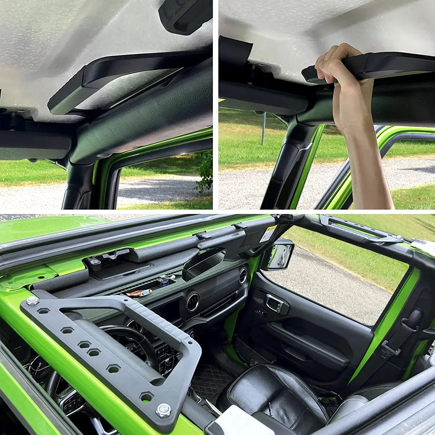 2pcs Aluminum Alloy Handle Grip Interior Roof Roll Bar Grab for Jeep Wrangler JL JLU 2018-2022 Front Rear Handle Accessories