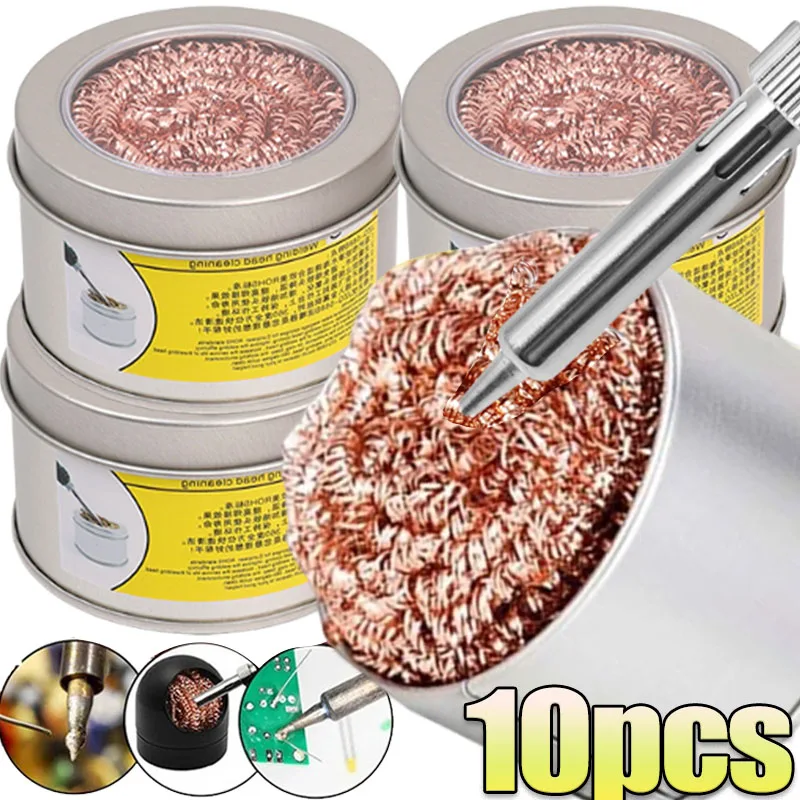 10/1Pcs Brass Solder Tip Cleaner Metal Wire Sponges Balls Copper Wire Scrubbers for Soldering Iron Tips Easy Oxide Removal Tool