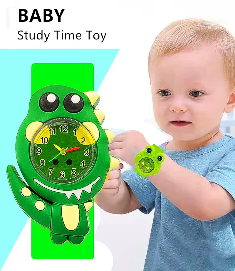 Baby Toy Watch Kids Slap Watches Children Study Time Clock Girls Boys Watches Children's New Year Birthday Christmas Party Gifts