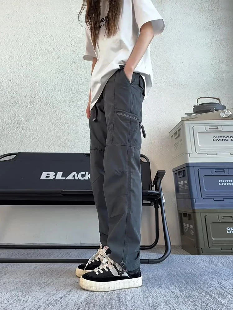 

Men's Summer Thin Nylon Qui Dry Waterproof Work Trousers Hiking Pants Breathable Casual Long Pants Faionable Youth Sle