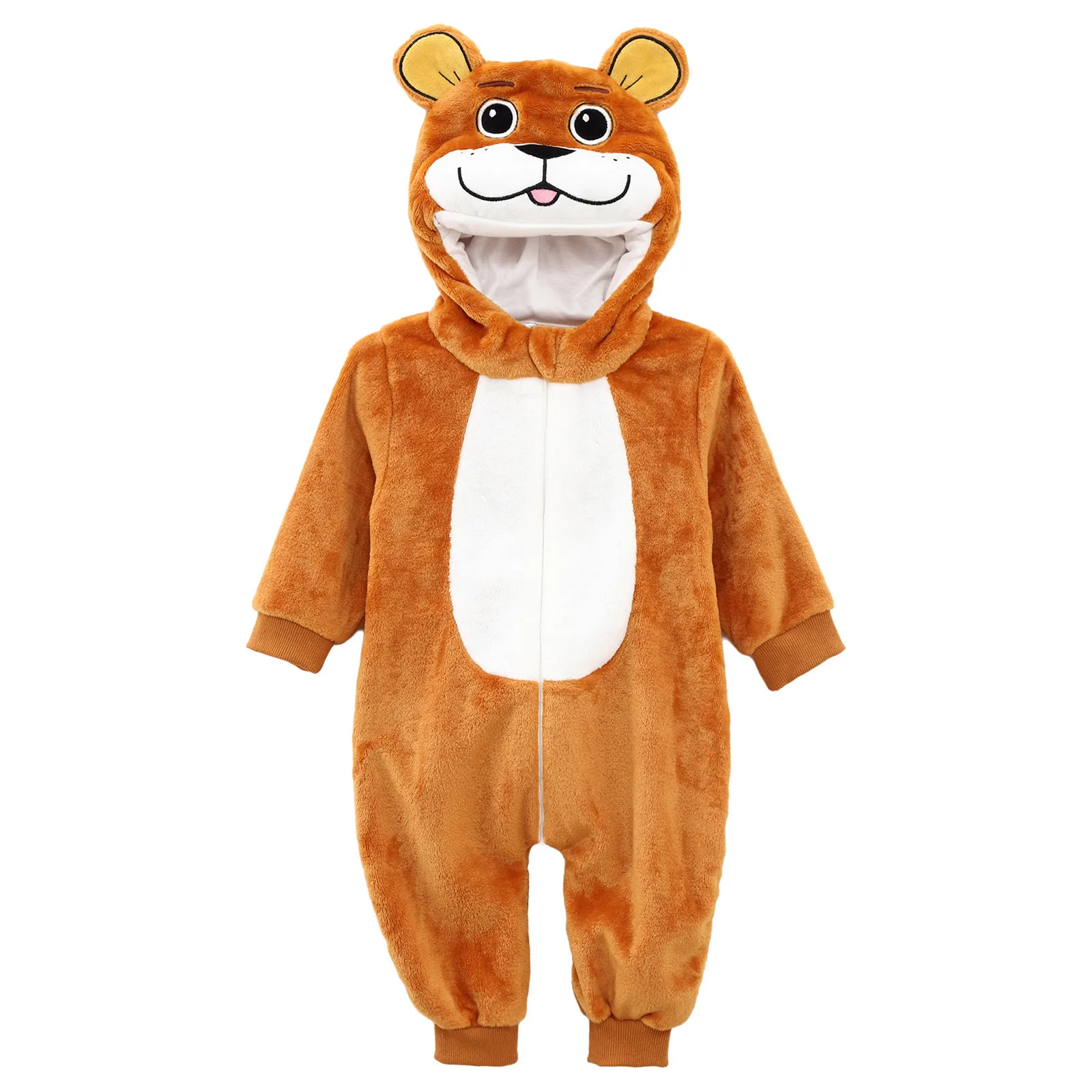 Toddler Baby Cute Cartoon Animal Jumpsuit Sleepwear Long Sleeve Zip-Up Hooded Tail Rompers Sleeping Parties Cosplay Clothes