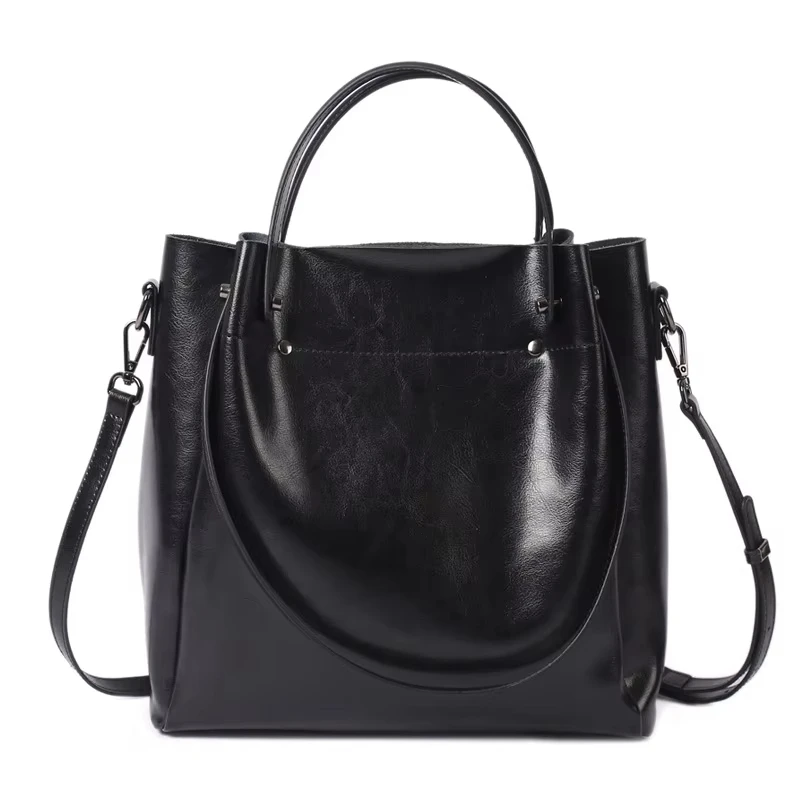 100% cuir véritable femmes sac fourre-tout grande capacité haute qualité peau de vache femmes sacs à bandoulière froissé ouvertu