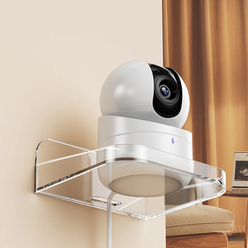 Platzsparendes, an der Wand montiertes Acrylregal ohne Bohren, Aufbewahrungsständer für Router und Monitor, Wohnzimmer, einfach zu installierender Organizer