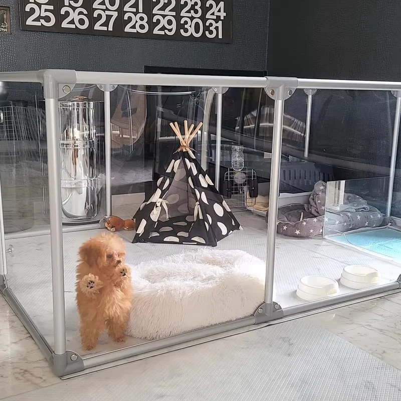Dog transparent cage Pet fence Plexiglass fence Isolation railing Indoor fence Medium and large dog kennel