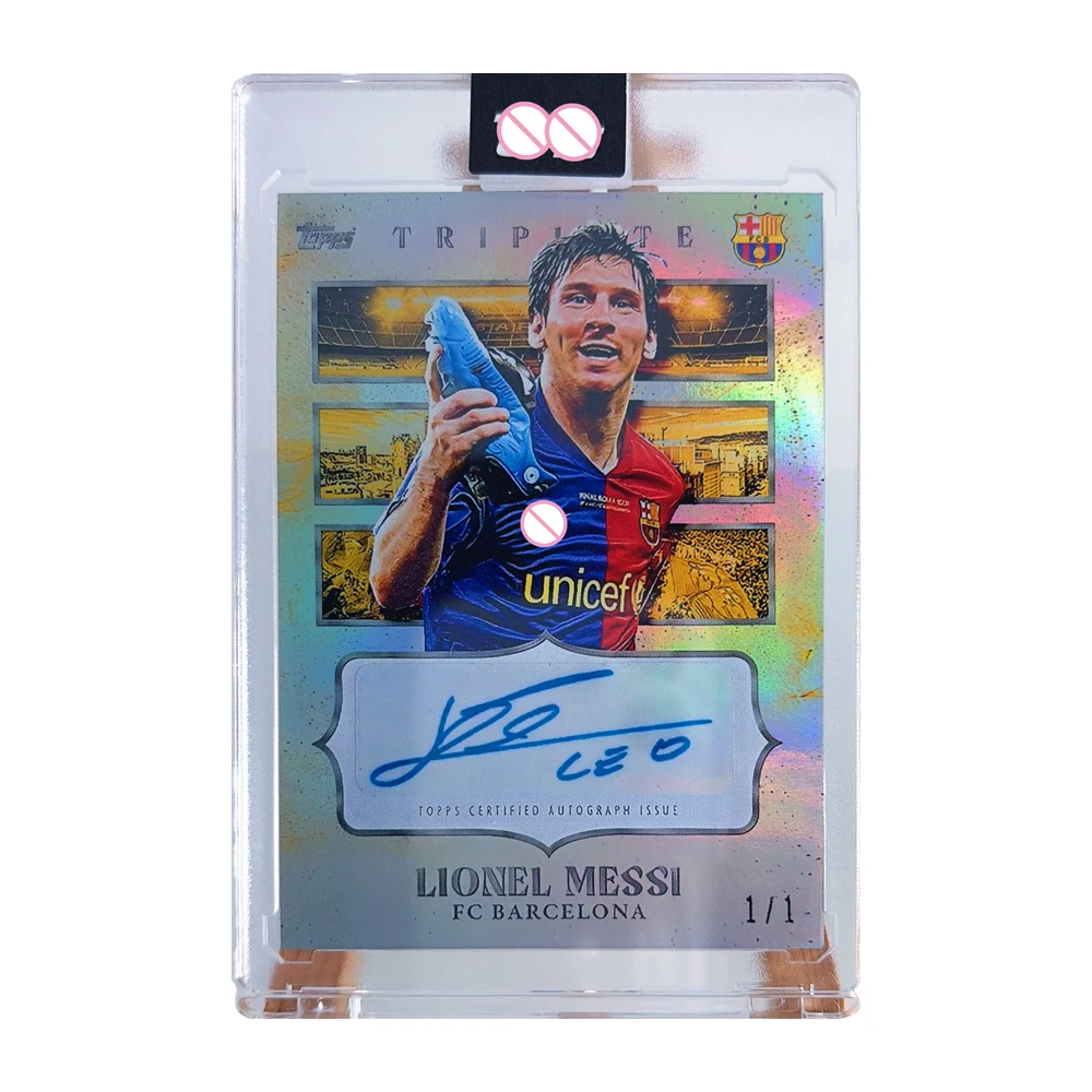 DIY homemade Messi Ronaldo Aymeric Neymar Mbappe Colorful Flash Autographed collectible cardbrick rating Christmas birthday gift view 3