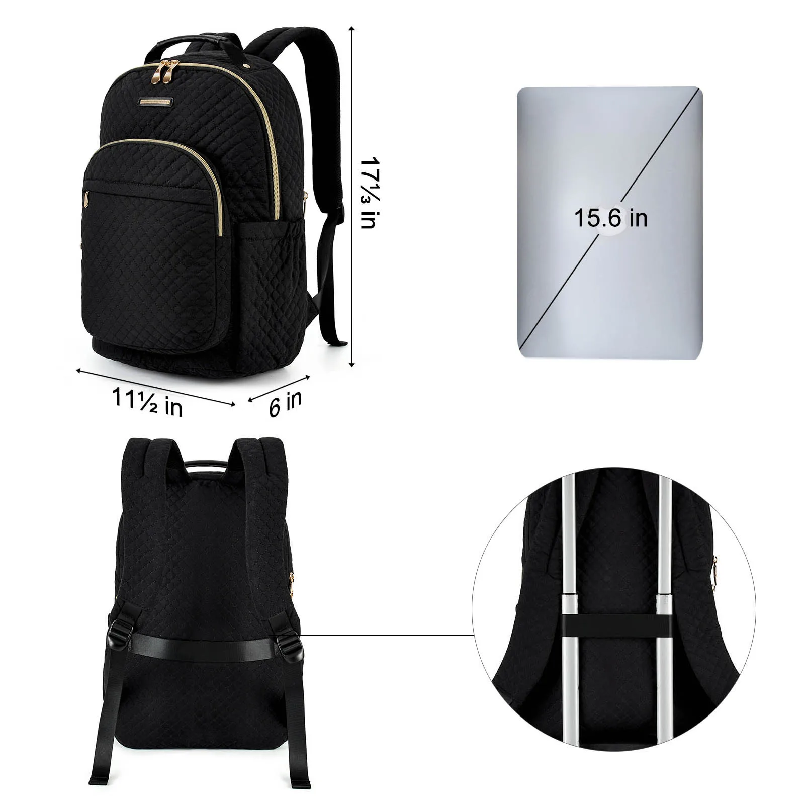 LIGHT FLIGHT Travel Laptop Backpack Women 15.6\'\' Waterproof School Bag Anti Theft Computer Backpack with USB Charging Hole