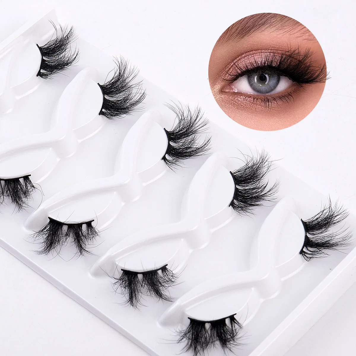 Vipuda Half Lashes 5Pairs Fluffy Wispy 3D Faux Mink Lashes Soft Eyelashes Extensions Handmade Makeup Long Half Fake Lashes