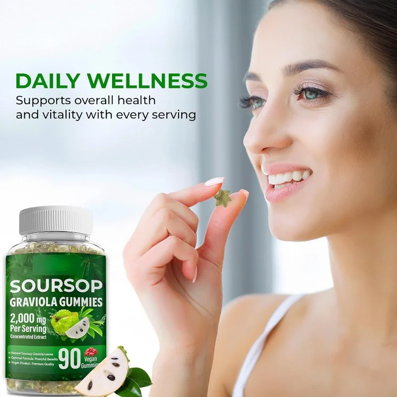 

Soursop Fruit Gummies Natural Graviola Candy Delicious Tropical Fruit Flavor Chewy Dietary Supplement
