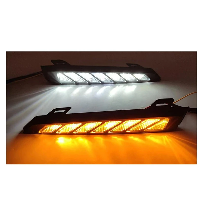 2Pcs Car LED Daytime Running Light Fog Lamp DRL Yellow Turn Signal Light For Geely Atlas PRO 2019 2020 2021