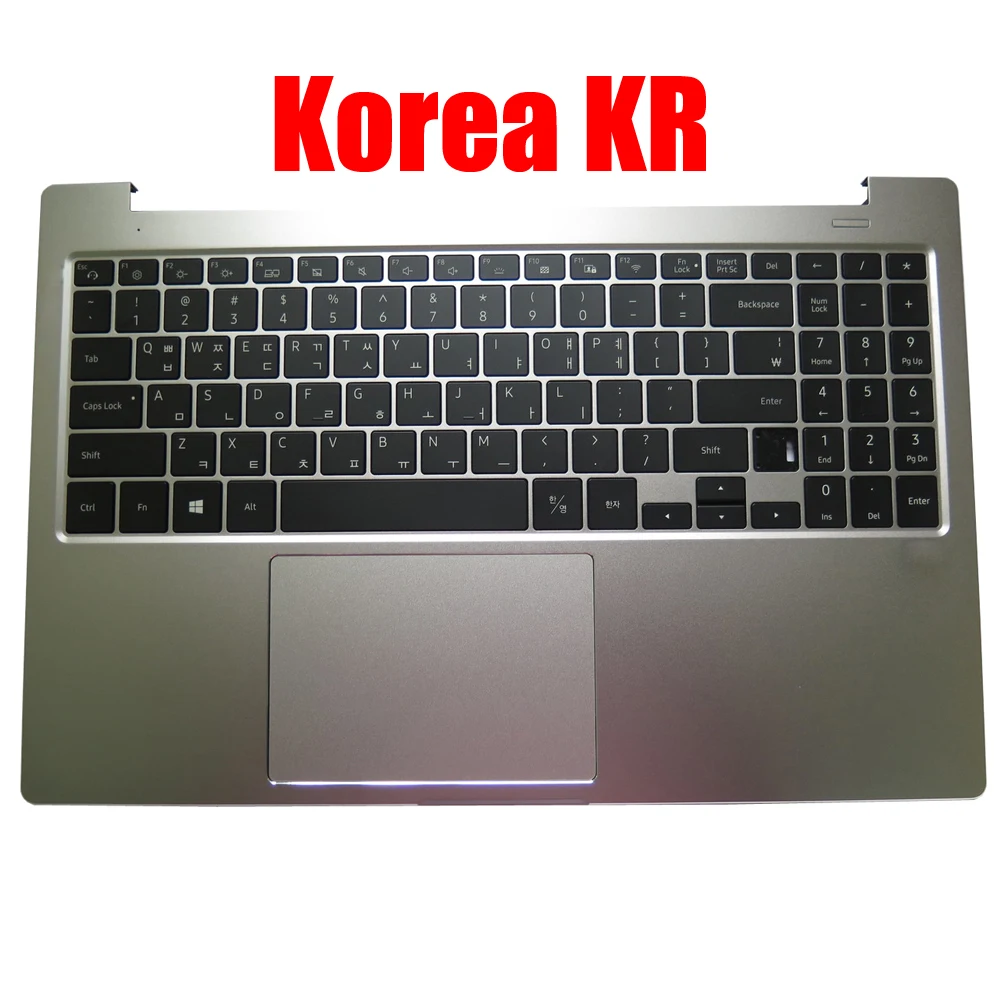 Imagem -02 - Laptop Palmrest And Keyboard Prata Novo Upper Case com Touchpad Samsung Np750xbe Np750xbv 750xbe 750xbv Korea kr Inglês Eua