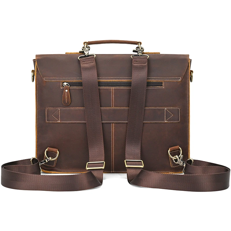 Crazy Horse Leather Male Backpack Hard Leather Daypack For Men Rucksack Travelling Bagpack Backpack School Bag 15.6 Laptop Bag
