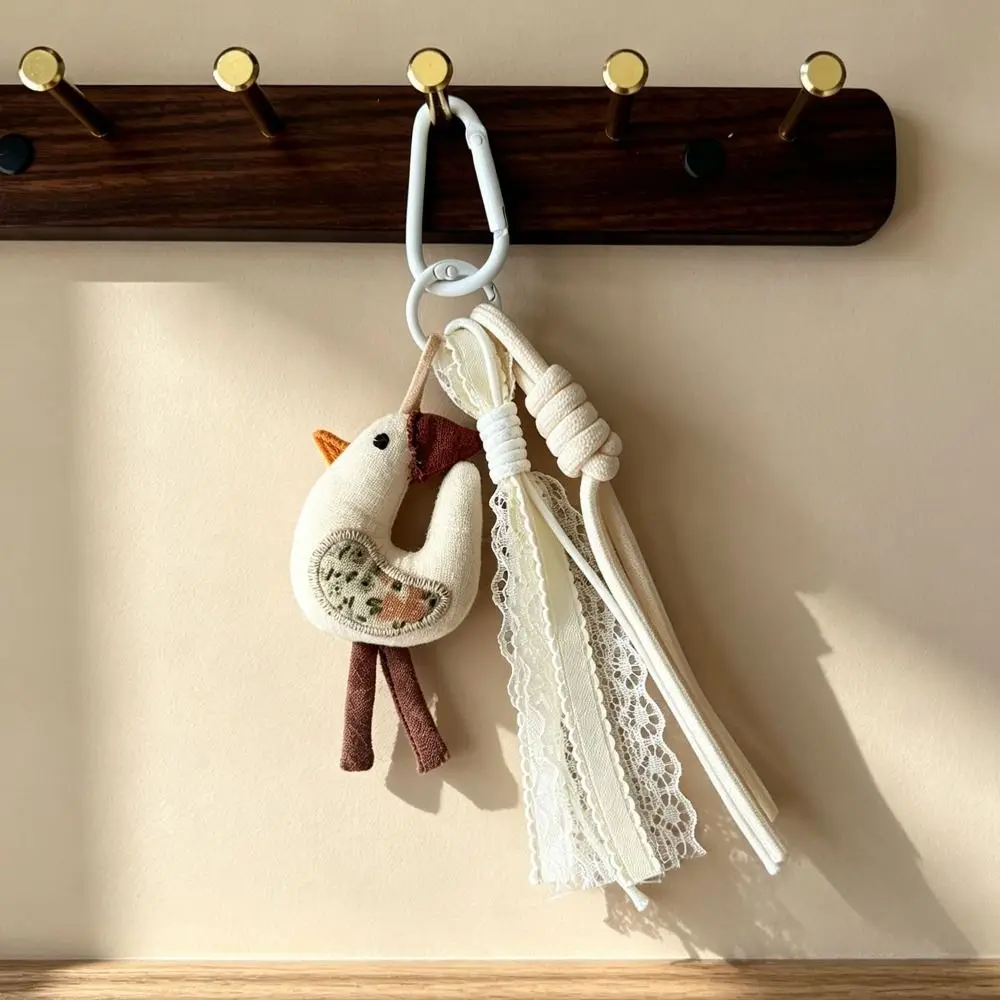 Cartoon Animal Keychain Charm Rabbit Cat Bear Horse Chicken Duck Lanyard Charm with Weaving Handrope Multicolor Keyring Pendant