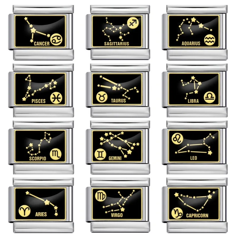 

New Picture Printing 12 Zodiac Italian Module Bracelet Titanium Steel Welding DIY Elastic Personalized Wristband