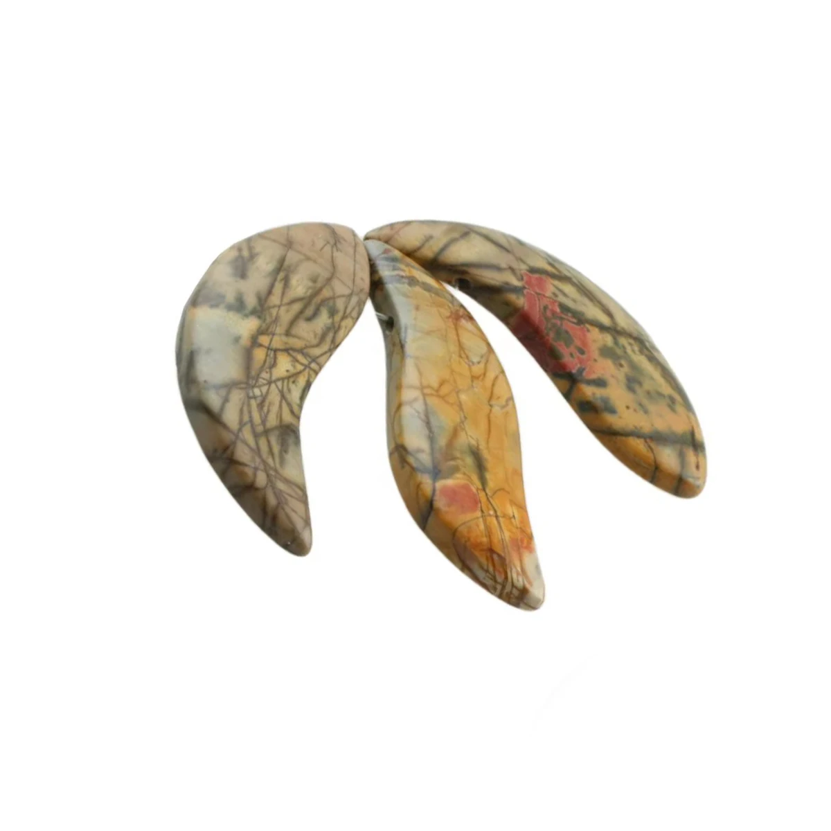 TUMBEELLUWA 3pcs Natural Picasso Jasper Stone Beads Top Drilled Healing Reiki Pendant For Jewelry Making DIY Accessories