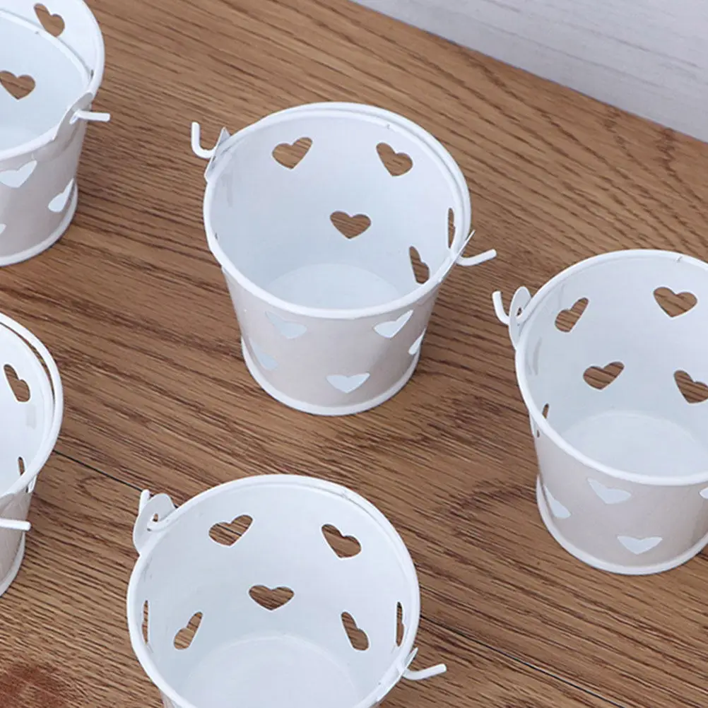 8Pcs Small Iron Buckets Decorative Candy Holders Metal Storage Buckets for Holiday Wedding Party Treat Storage Container