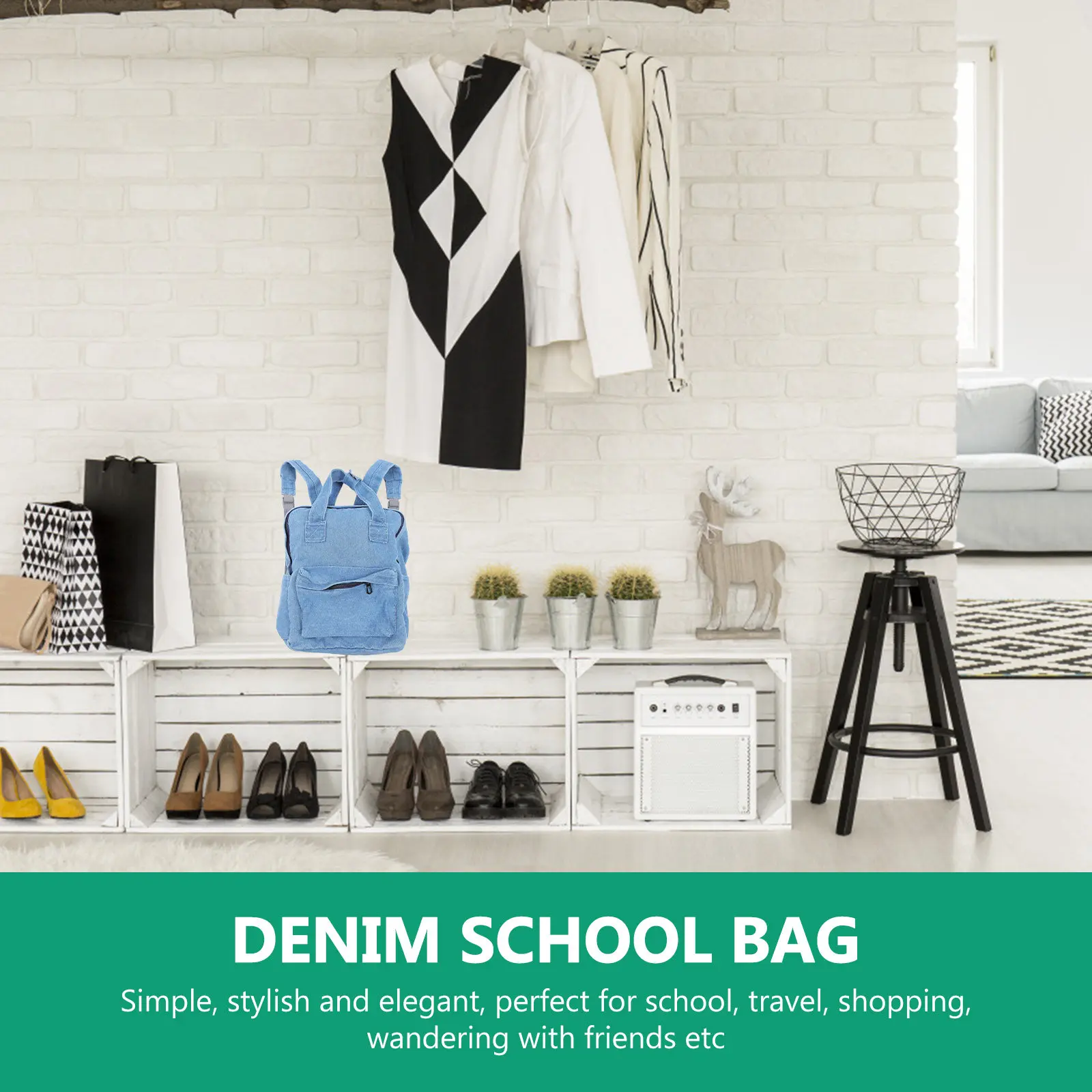 

Denim Backpack Large Capacity Stylish Multifunctional Satchel Bag Blue for Boys Girls School Travel Casual Denim Backpack