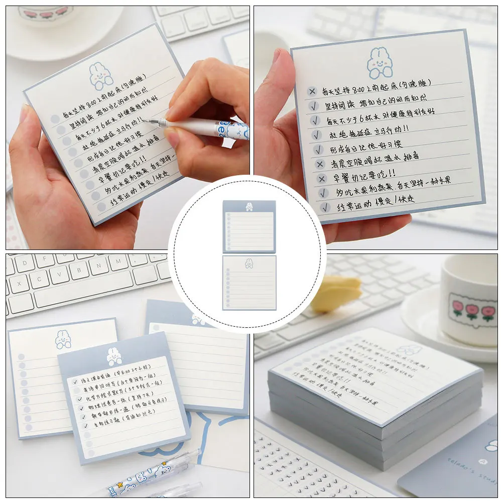 

2Pcs Memo Notes Cartoon Notepad Thick Paper Decorative DIY Crafts Planning Handbooks Students Notepad Office Message Note