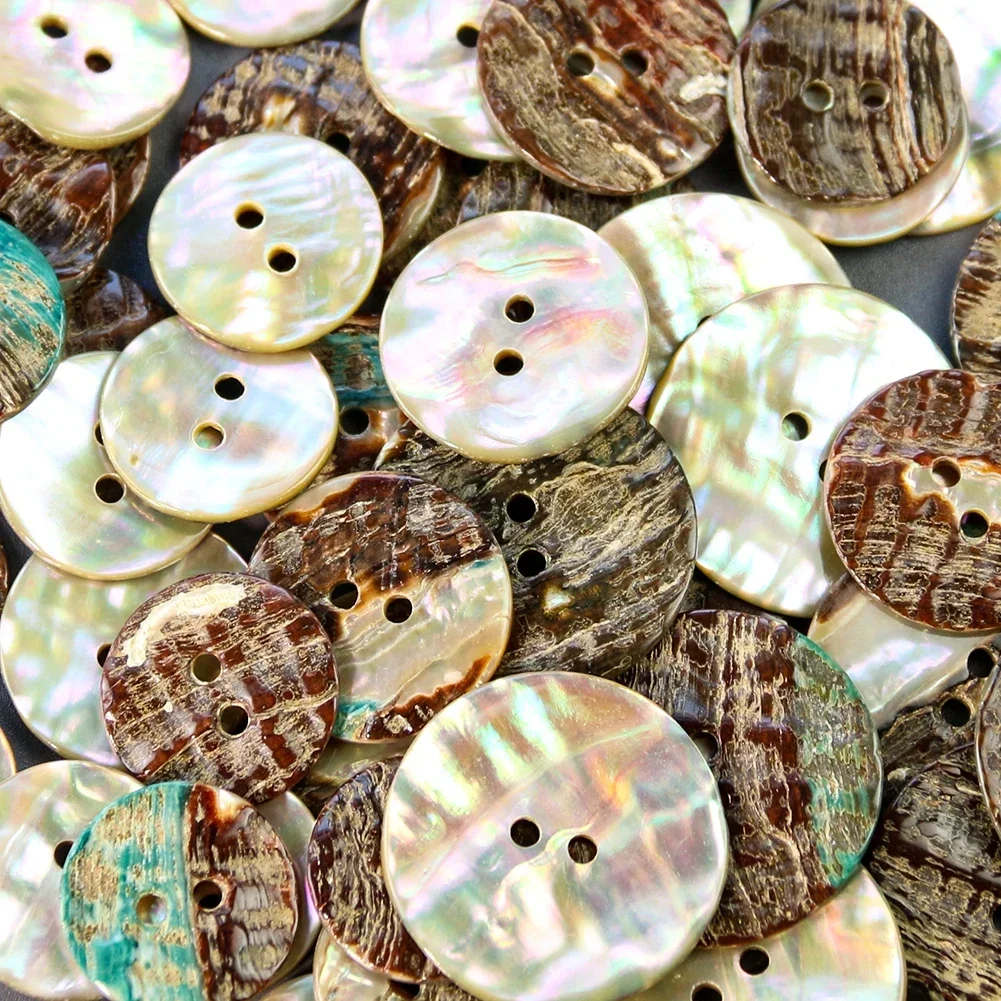천연 전복 진주 어머니 눈부신 쉘 바느질 공예, 플랫 백 버튼, DIY 셔츠 스크랩북 장식, 2 홀 공급, 20 개