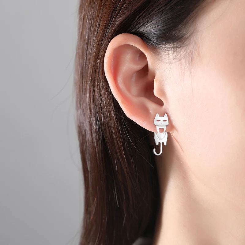100% 925 Sterling Silver Stud Earrings Lovely Cat Fish Pet Earings Piercing For Women Fine Jewelry Gifts