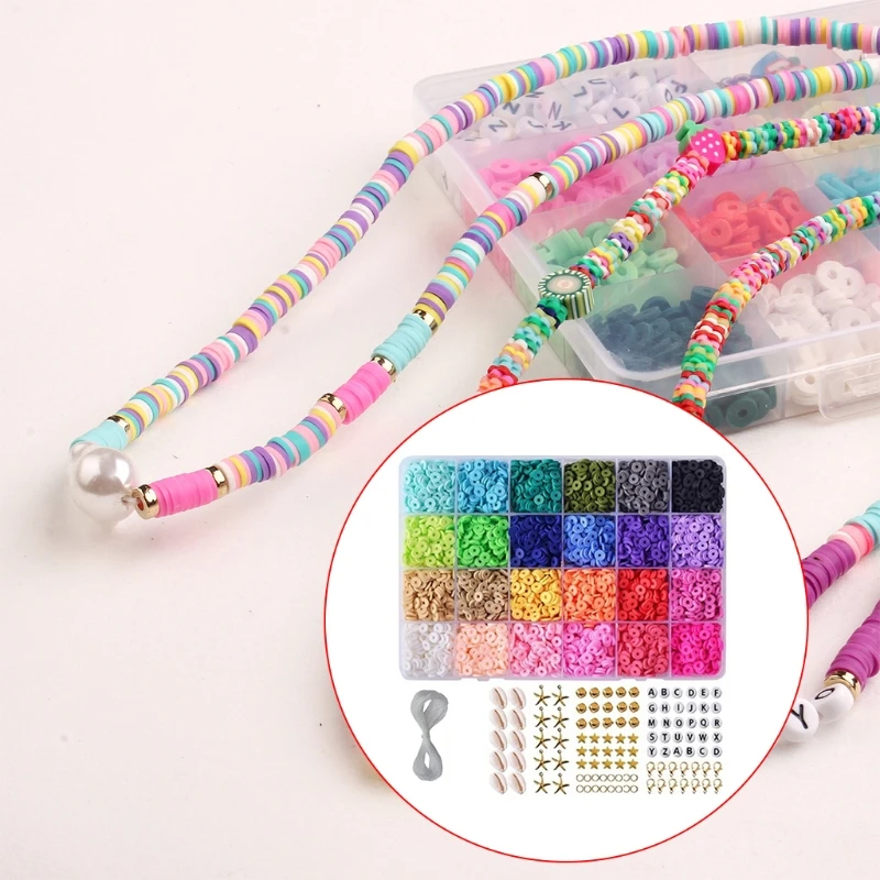 5400Pcs 24 Colors Loose Beads for DIY Jewelry Making Craft Bracelet Necklace H9ED