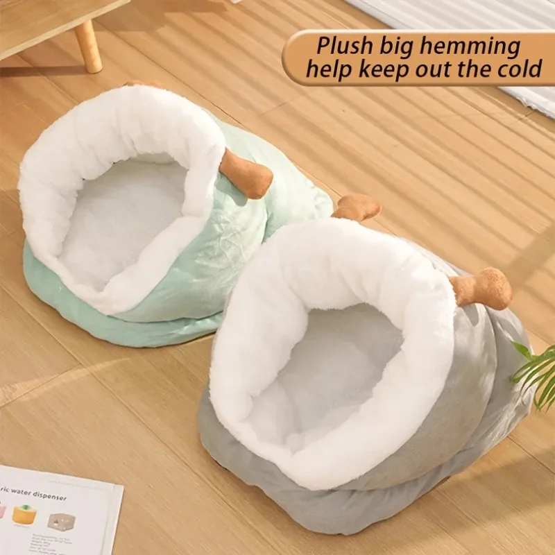 Cute Slipper-Shaped Cat Bed, Cozy Plush House for Indoor Cats & Small Dogs, Soft Washable Pet Cushion with Non-Slip Bottom