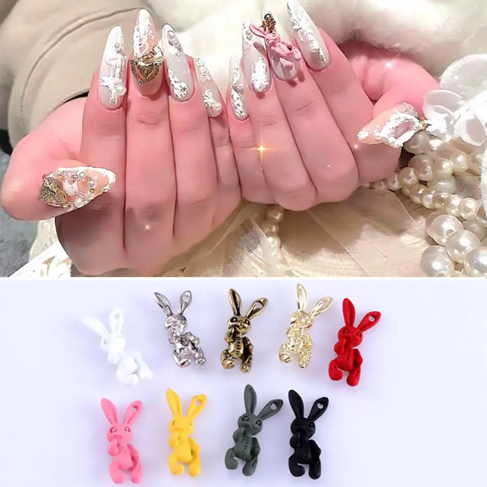 Delicate Fade-Resistant Rust-proof 3D Rabbit Manicure Decoration Nail Art Designs Cartoon Nail Charms for Nail Salon