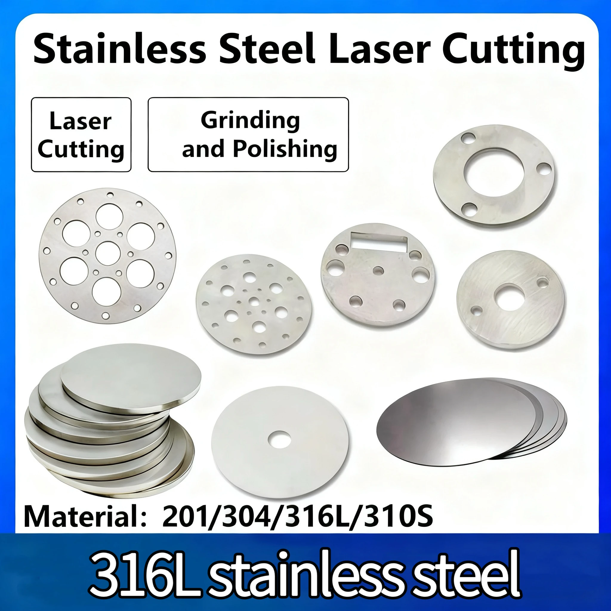

1Pcs~4Pcs 316L Stainless Steel Circular Plate With A Diameter of 50-350mm Rust Proof Circular Plate Thickness of 2-10mm